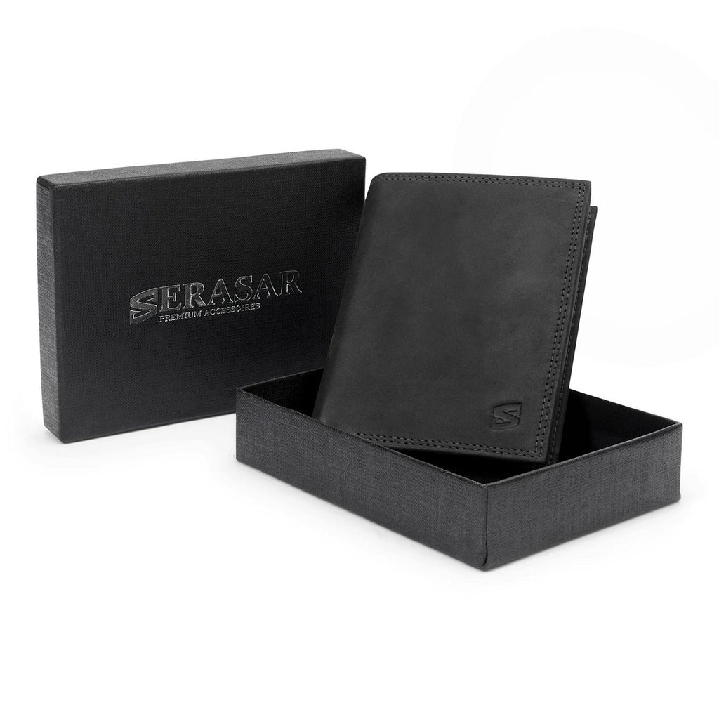 SERASAR Vintage Black Leather RFID Wallet – image 6