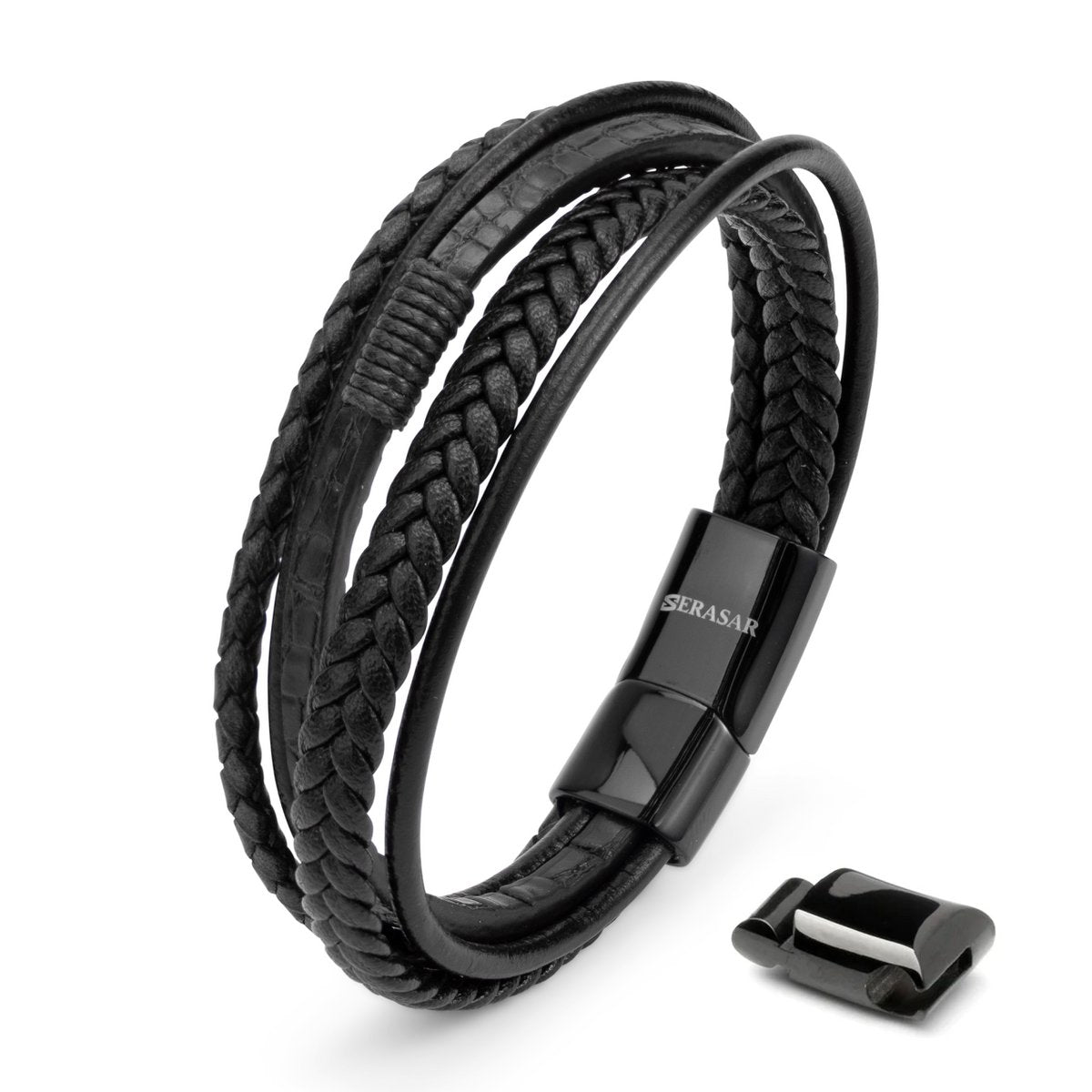 SERASAR Wild Black Leather Bracelet